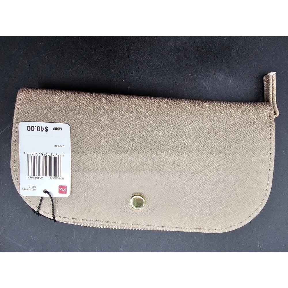 Mundial Chrissy Taupe Beige Crosshatch Textured Zip Around Wallet S97019/460
